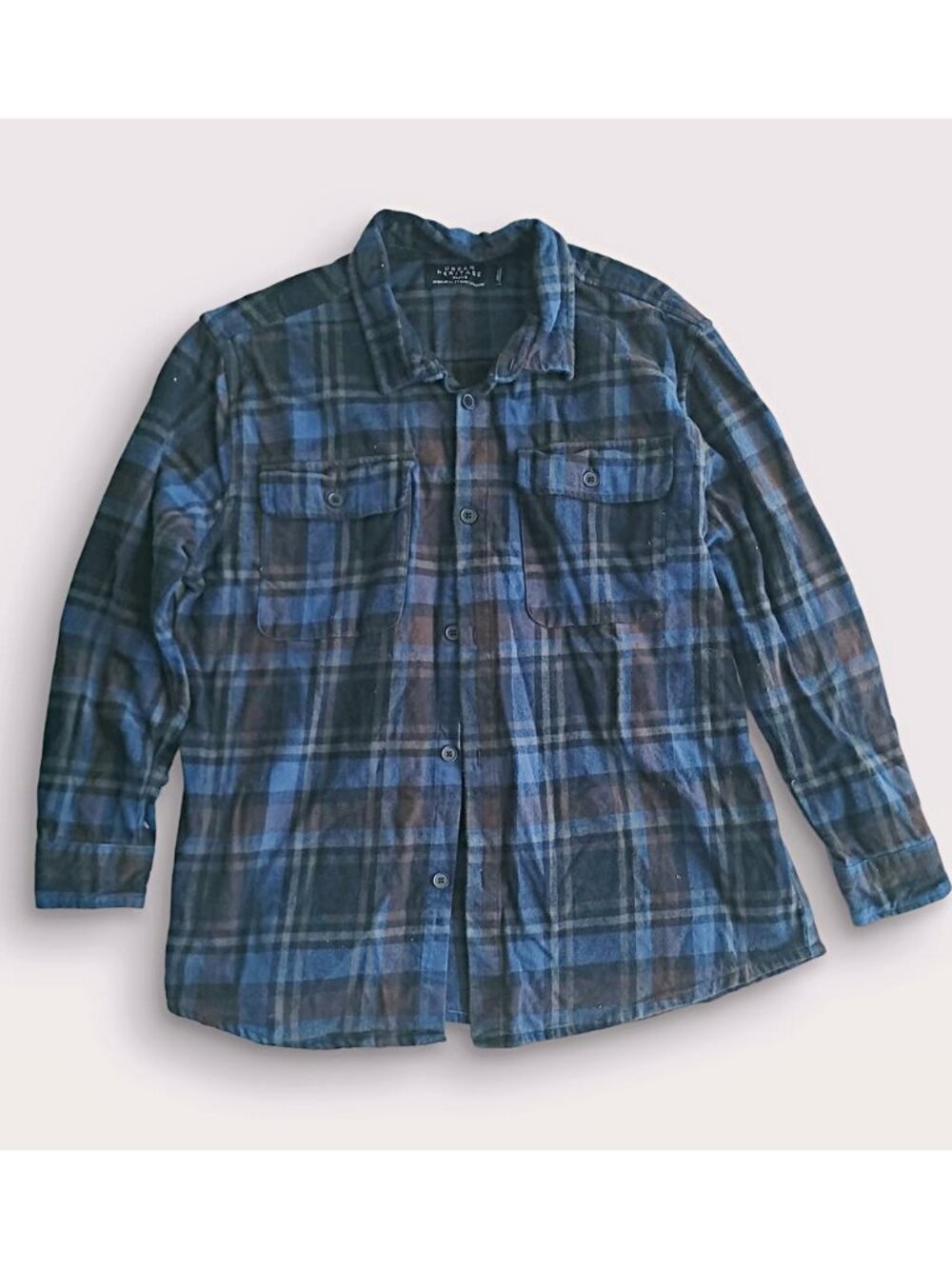 Urban Heritage Plaid Flannel Shirt Boxy Oversized Winter Shirts (XL)